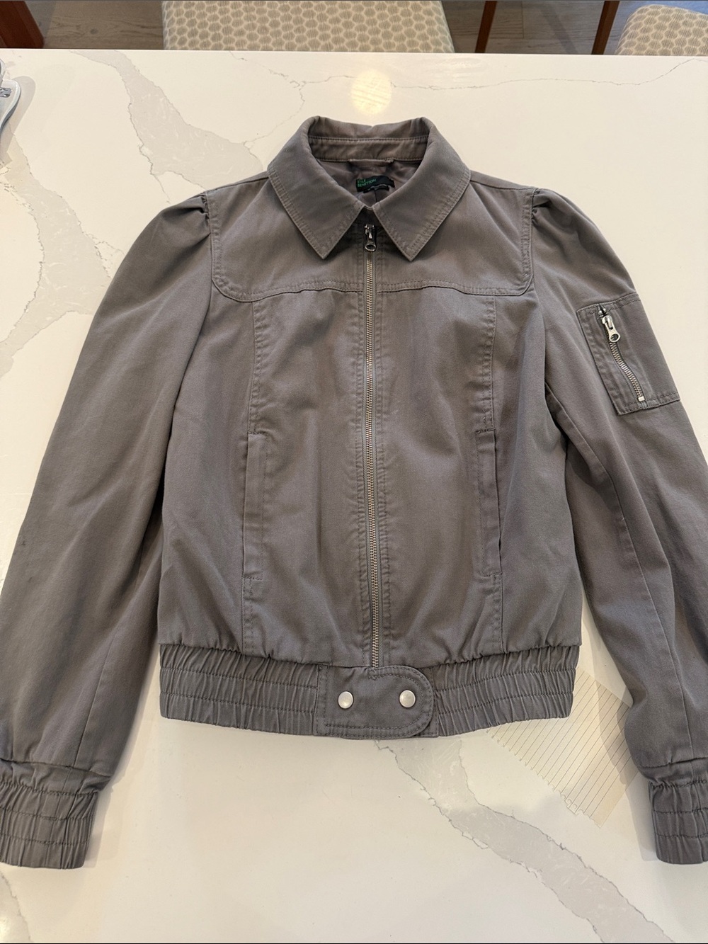 United Colors Of Benetton Grey Zip-Front Bomber Jacket